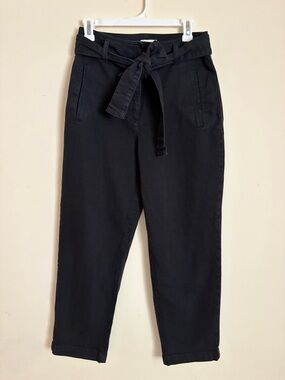 Wilfred Free Black High-Rise Tie-Waist  belted tie paper bag tapered Pants